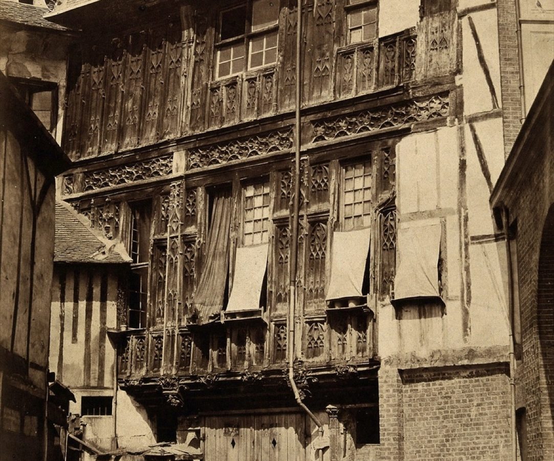 timber-framed house exterior carved wooden