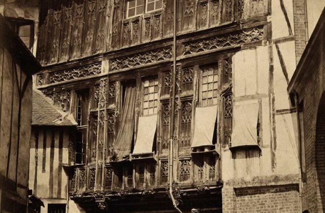 timber-framed house exterior carved wooden
